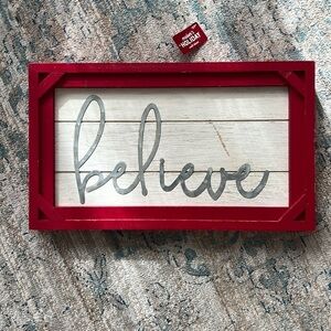 Believe Farm House Distressed Wood Sign New With Tags